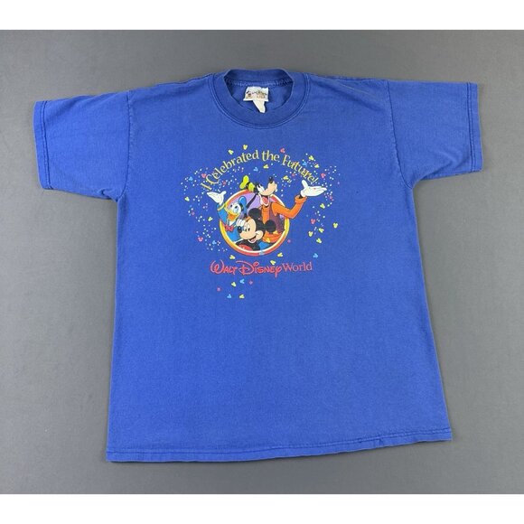 Vintage 90s Walt Disney Kids Mickey Mouse Goofy Donald Duck Youth XL Art Shirt T - Picture 1 of 6